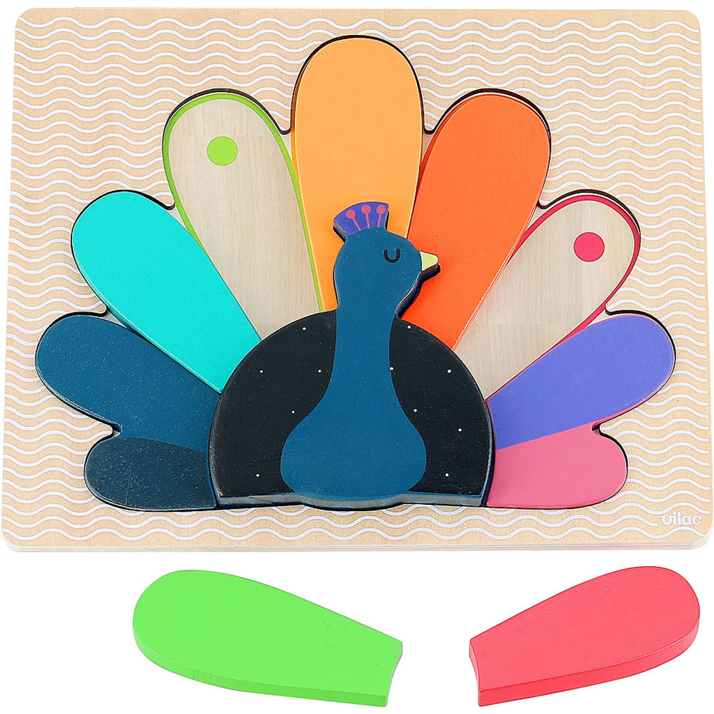 Vilac puslespill i tre, Påfugl av Andy Westface