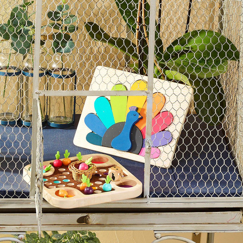 Vilac puslespill i tre, Påfugl av Andy Westface