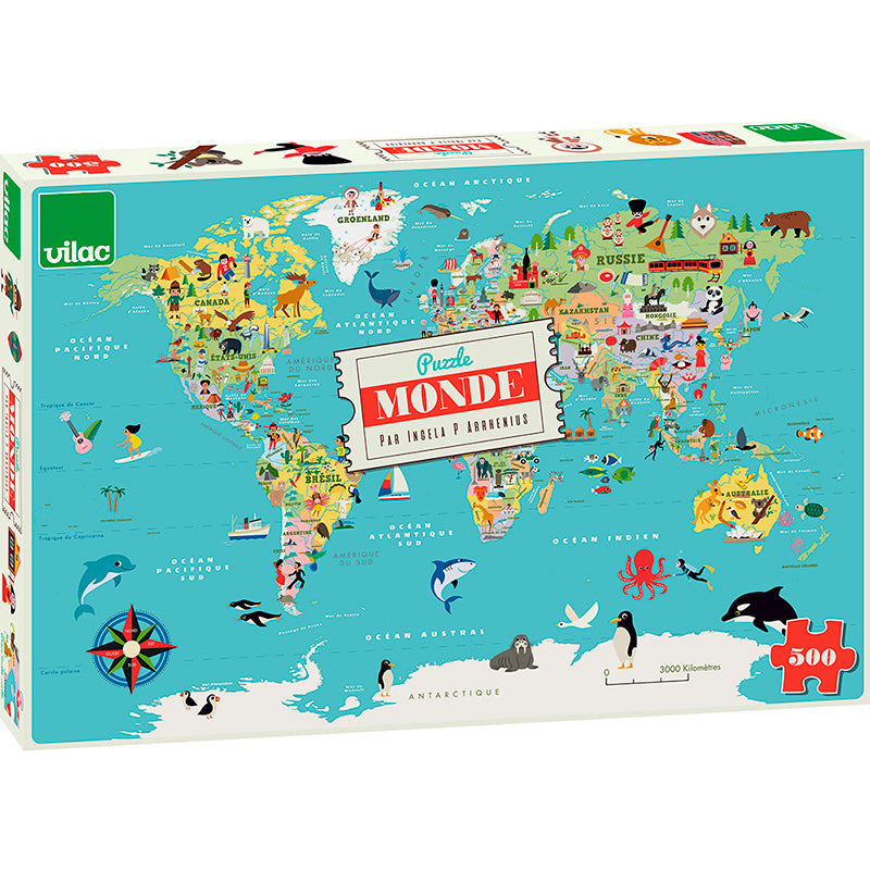 Vilac puslespill, Verden - 500 brikker