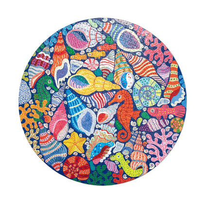 eeBoo Rundt puslespill 500 biter, Seahorses Shells &amp; Coral