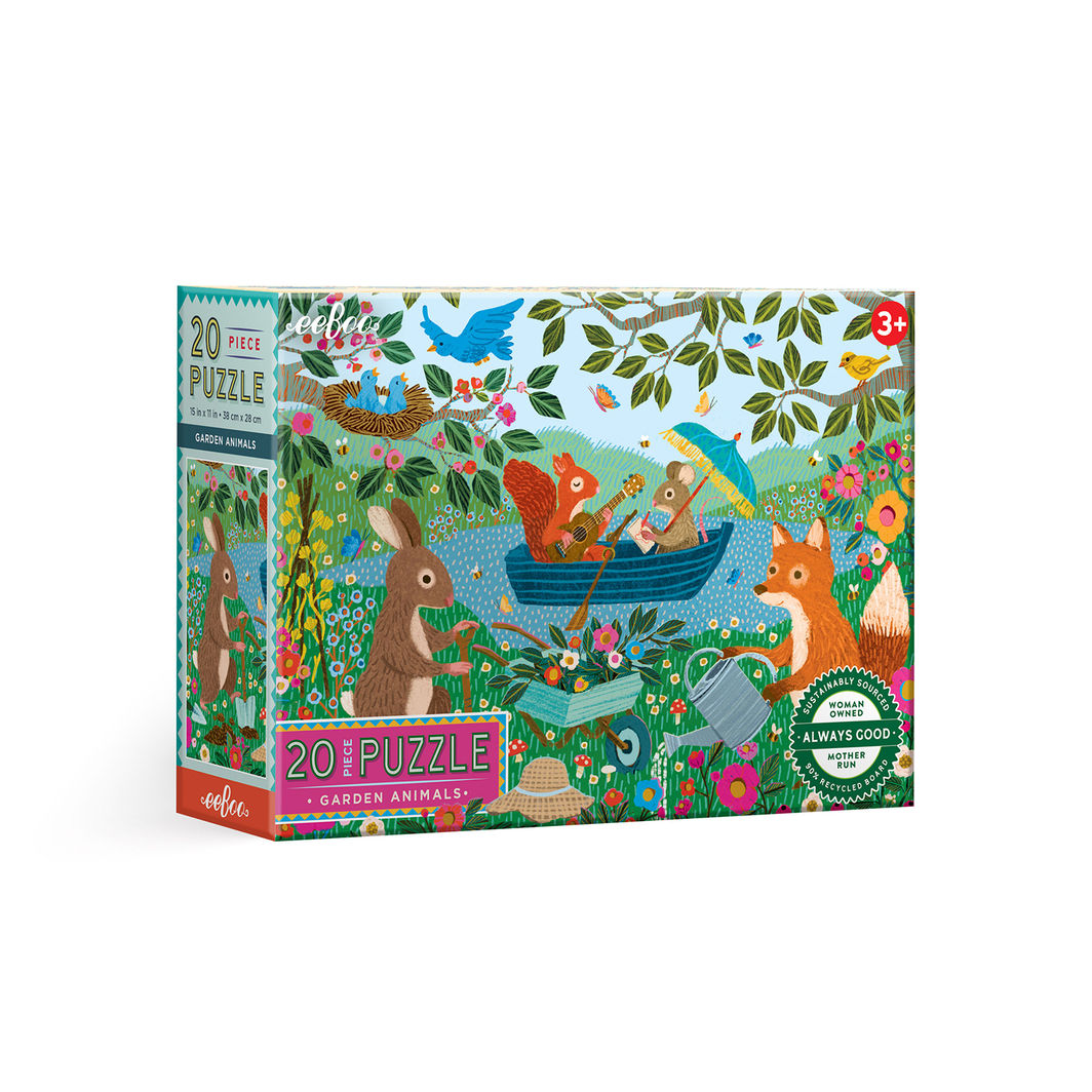 eeBoo Puslespill med 20 brikker - Dyrene i hagen