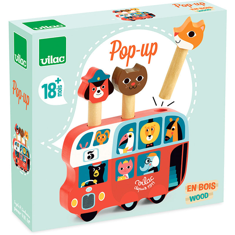 Vilac pop-up buss i tre - med dyr