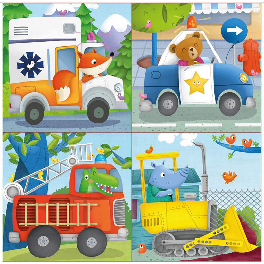 Educa puslespill, 4 puslespill, Redningspatrulje - 6, 9, 12 og 16 biter