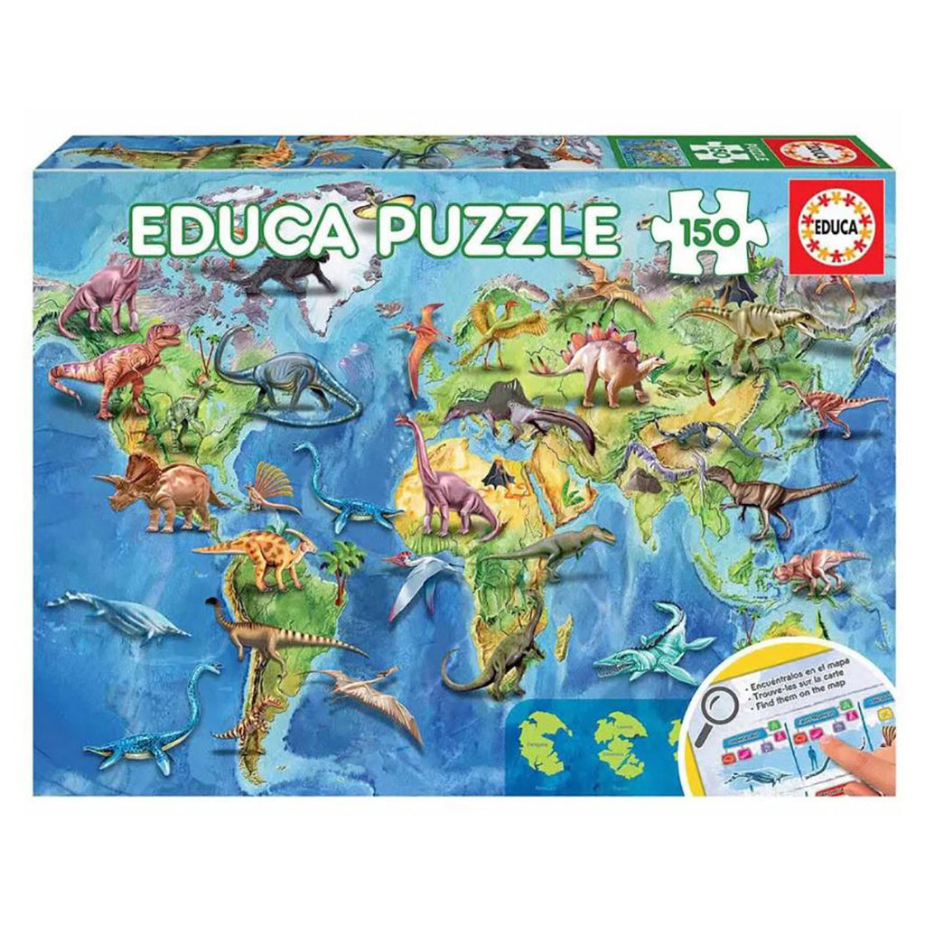 Educa puslespill, Dinosaurs World Map - 150 brikker
