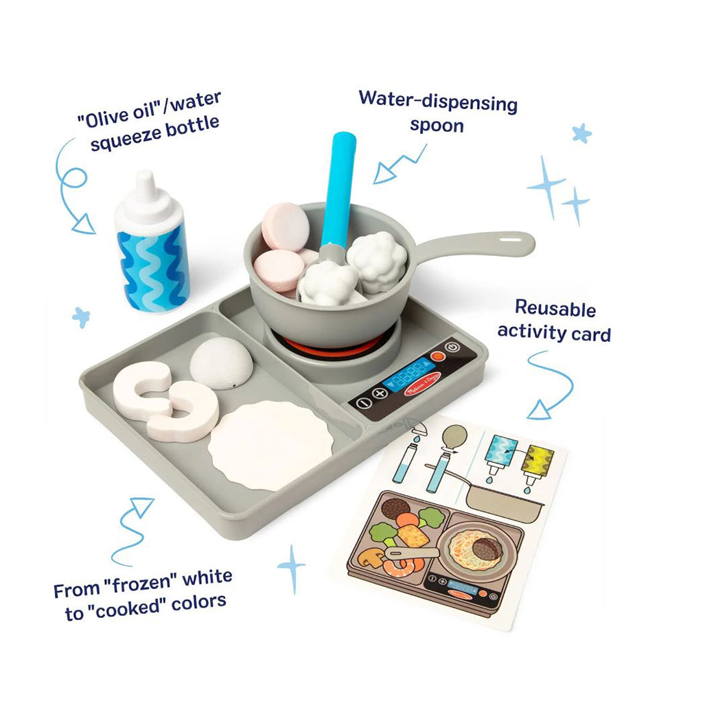 Melissa &amp; Doug Water Wow lekemat med vannaktiverte fargeendringer, Kokeplate med gryte