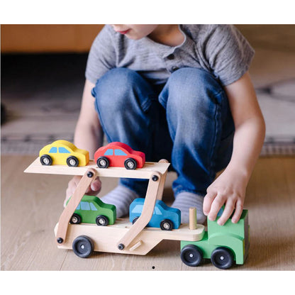 Melissa &amp; Doug Lekebiler i tre, Biltransport med 4 biler