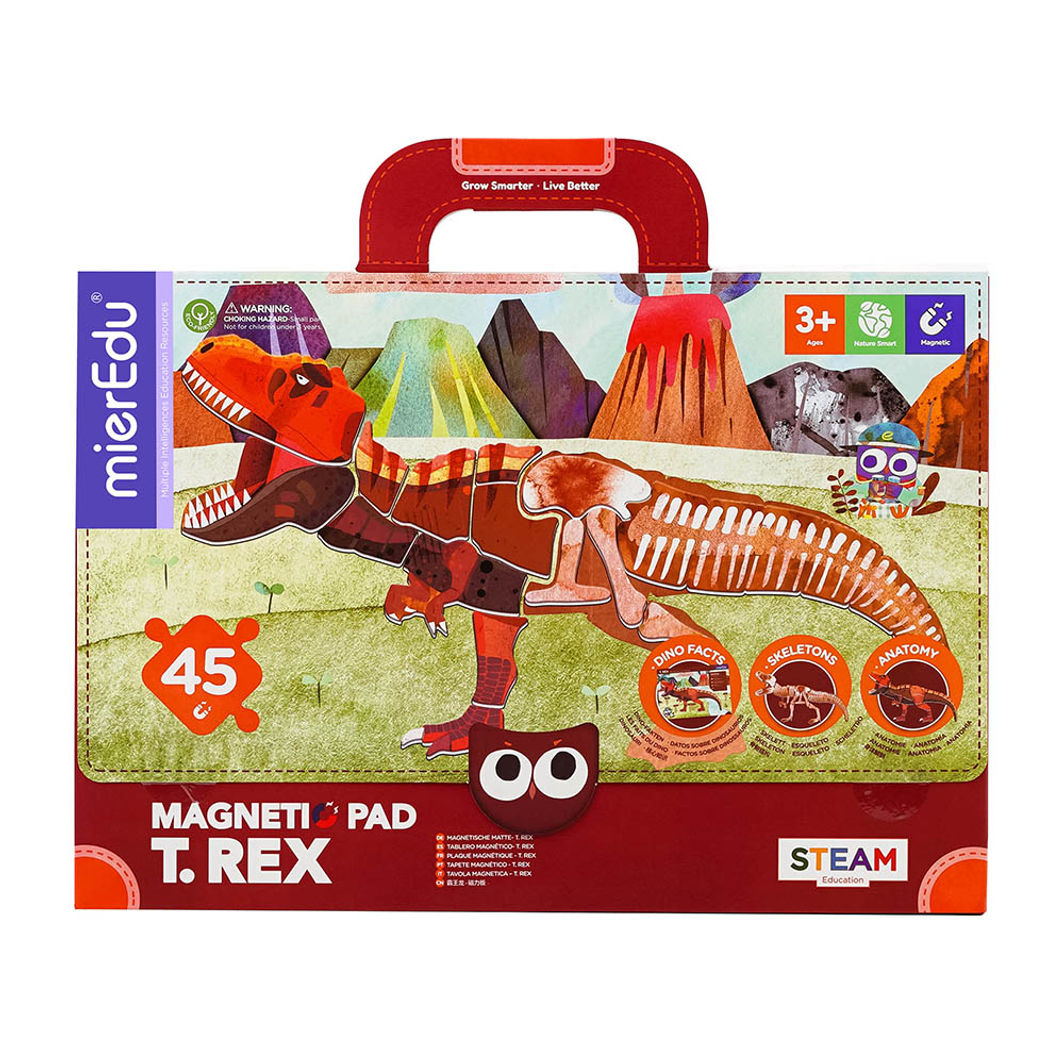 mierEdu magnetisk legetavle/puslespil af en T-Rex i en flot æske