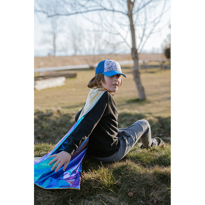 Great Pretenders Superheltkappe, Blue Lightning, vendbar - str. 5-6 år