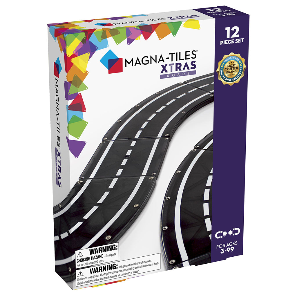 Magna-Tiles XTRAS sett med veibaner, Magnetisk byggesett – 12 deler