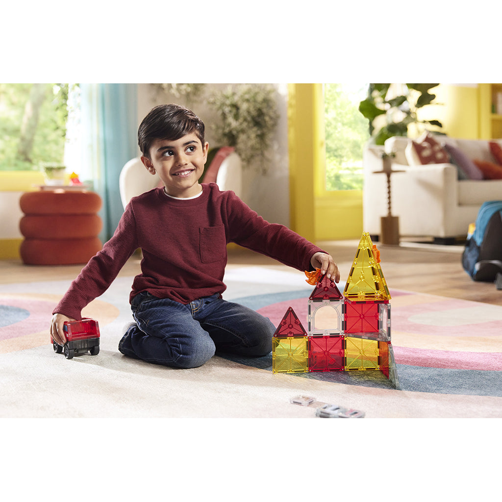 Magna-Tiles Magnetisk byggesett, Brann- og redningsstasjon - 27 deler