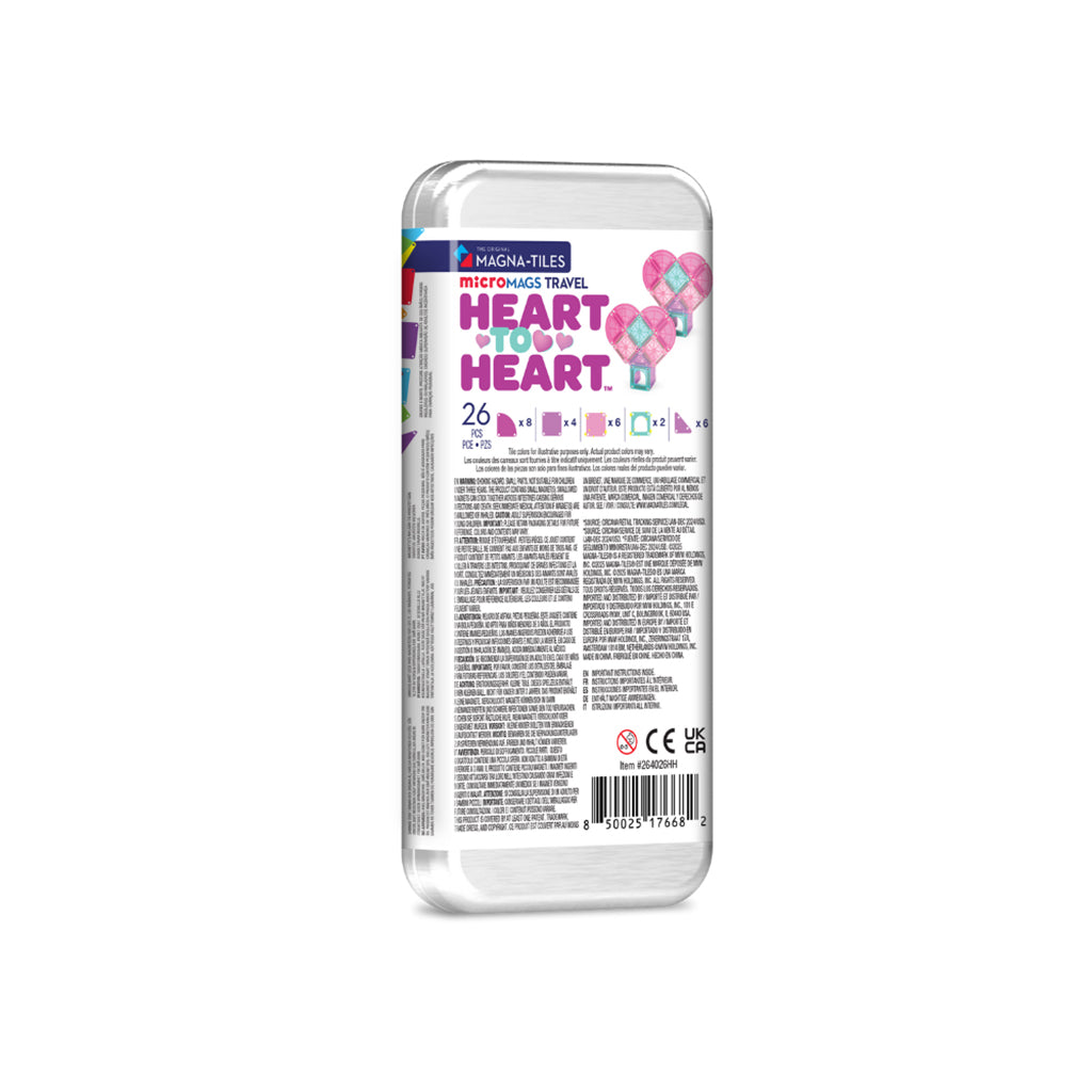 Magna-Tiles magnetisk byggesett, Heart to Heart, reisesett med 26 deler