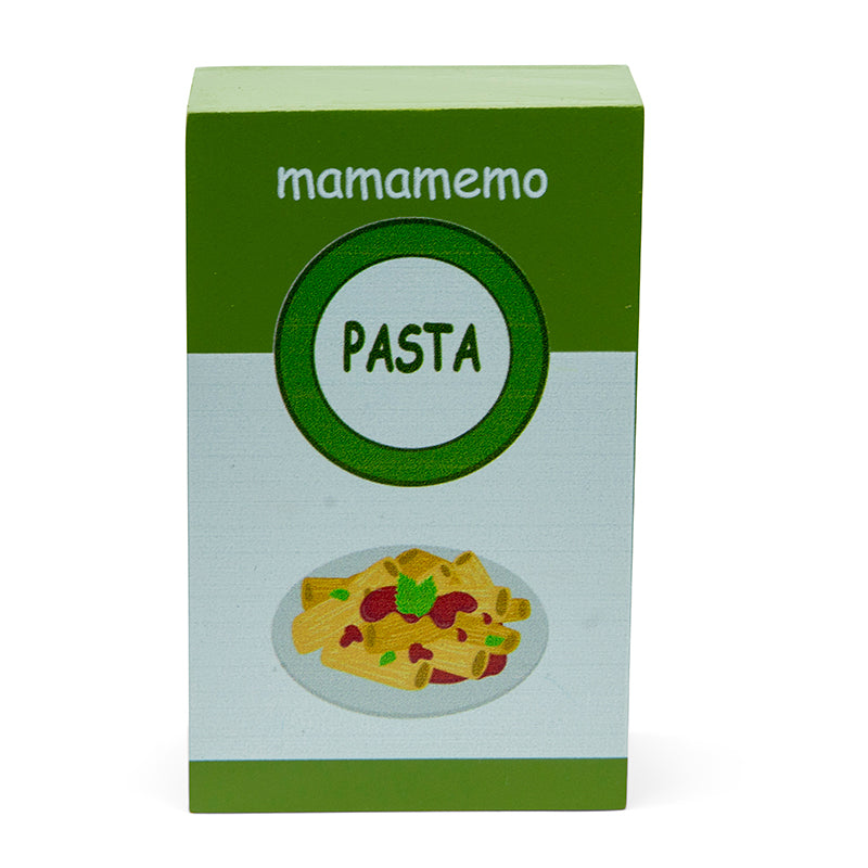 Mamamemo legemad i træ, pastapakke til børn med billede af pasta