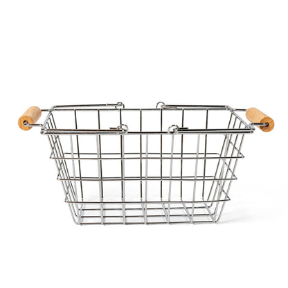 Mamamemo handlekurv i metall med trehåndtak