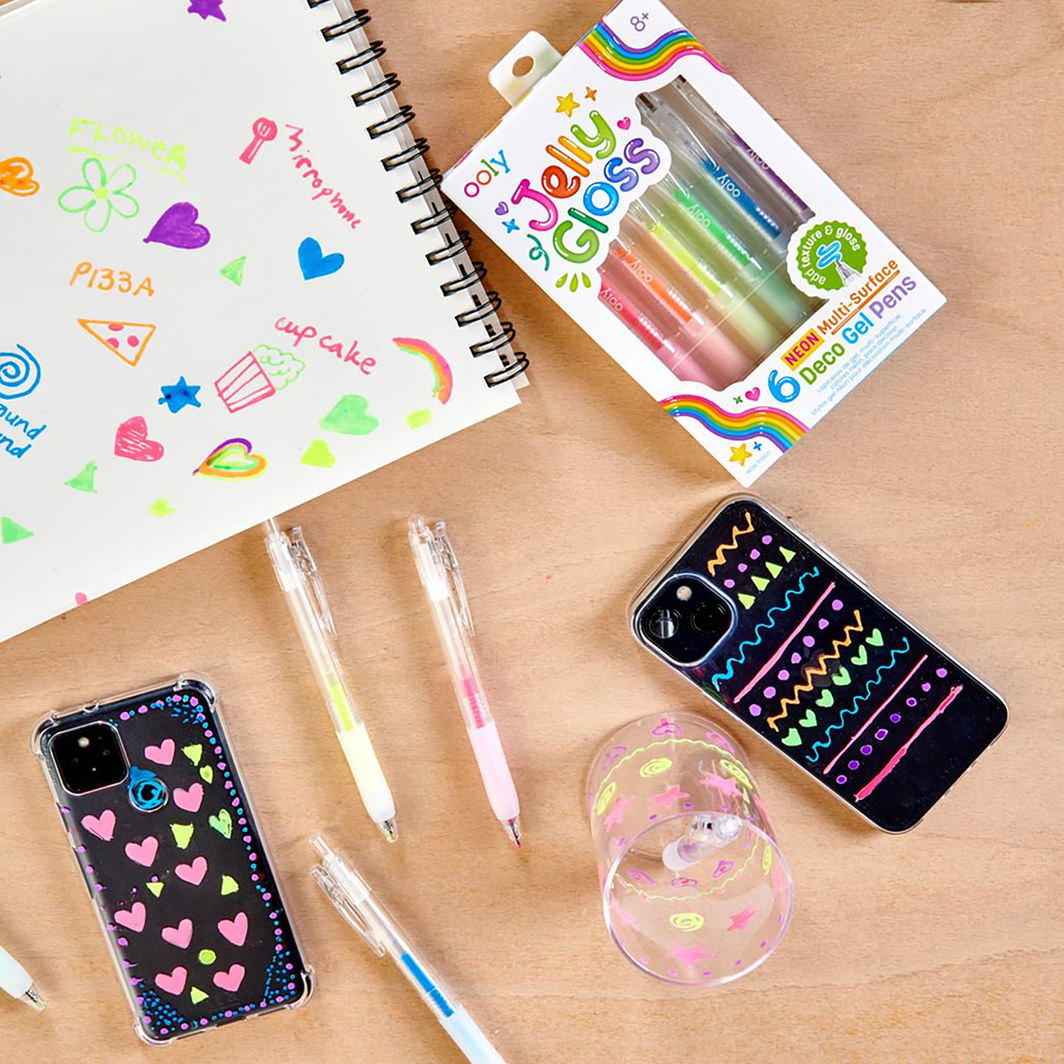 Ooly Gel Pen 6 stk, Multi-surface Deco - Jelly Gloss Neon