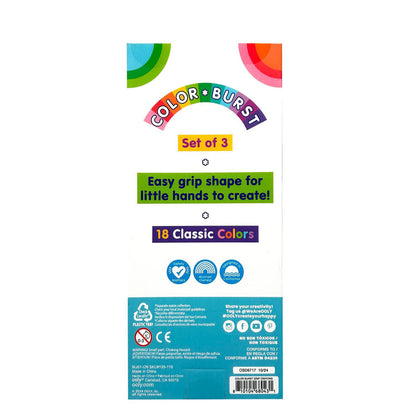 Ooly Fargekritt 3x6 farger - Easy Grip Colour Burst