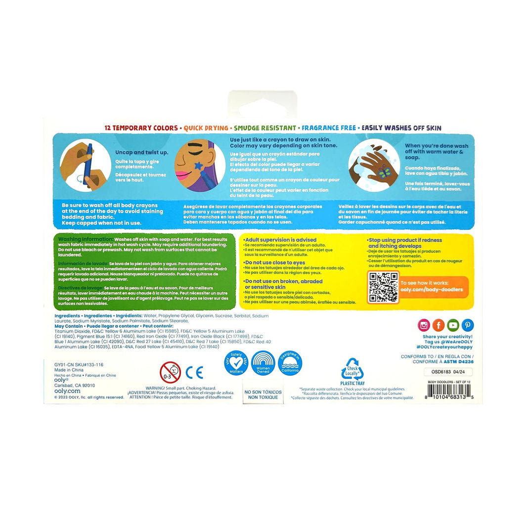 Ooly Ansiktsmaling til barn, 12 stk – Face and Body Doodlers