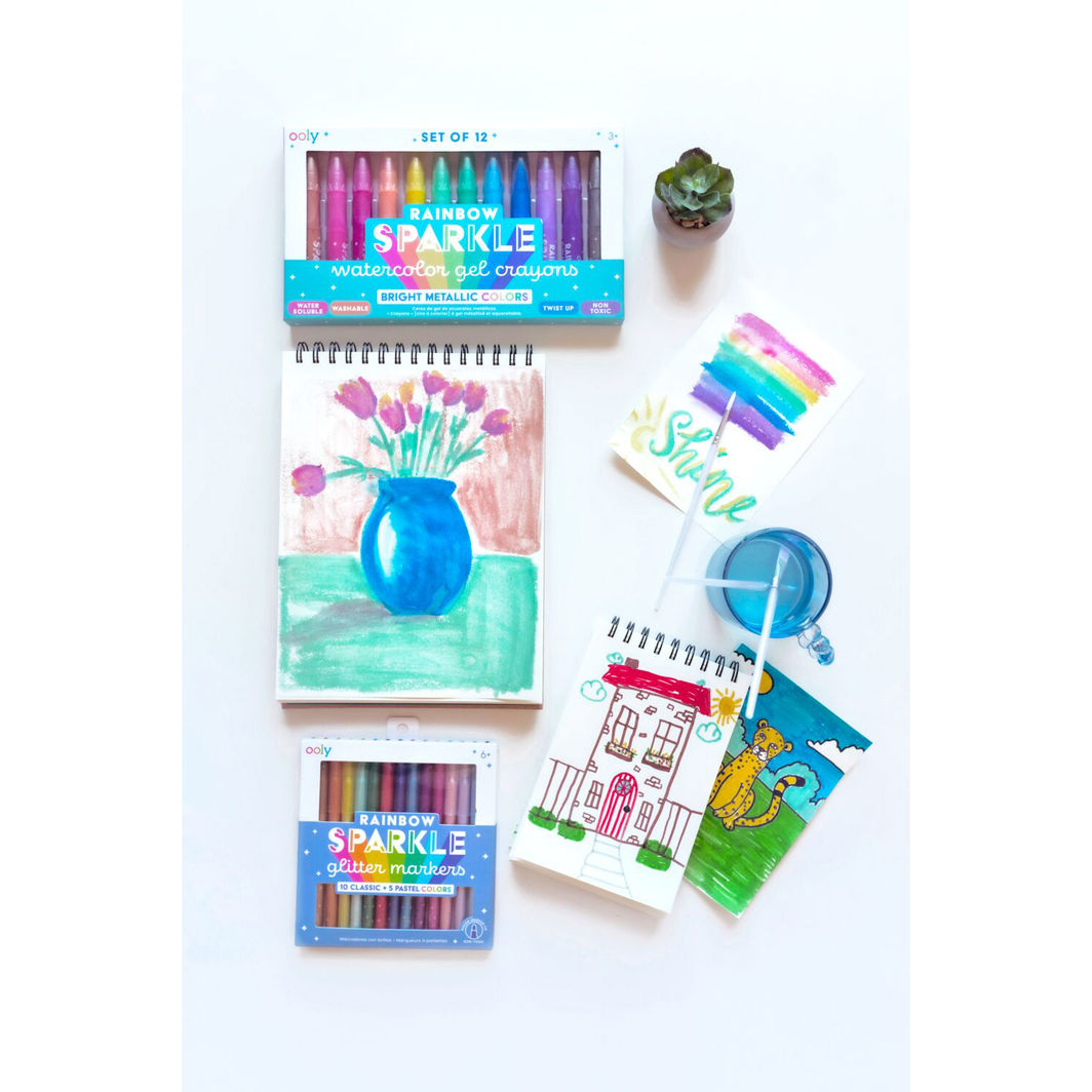 Ooly Gel fargekritt 12 stk - Rainbow Sparkle Watercolor Metallic