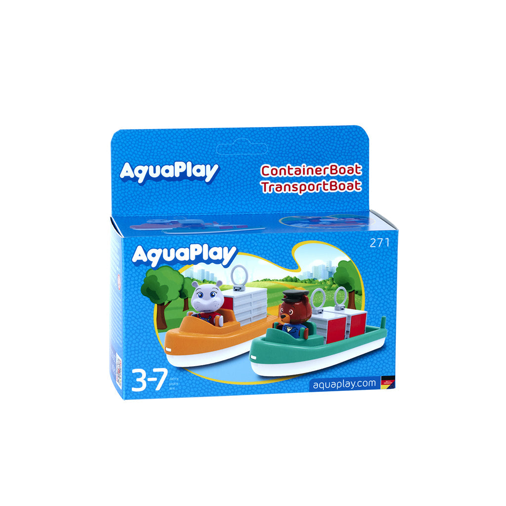 Aquaplay kanalsystem tilbehør, 2 containerskip m/figurer