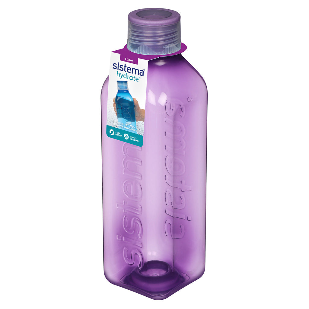 Sistema drikkeflaske, Square bottle, 1 L - Misty purple