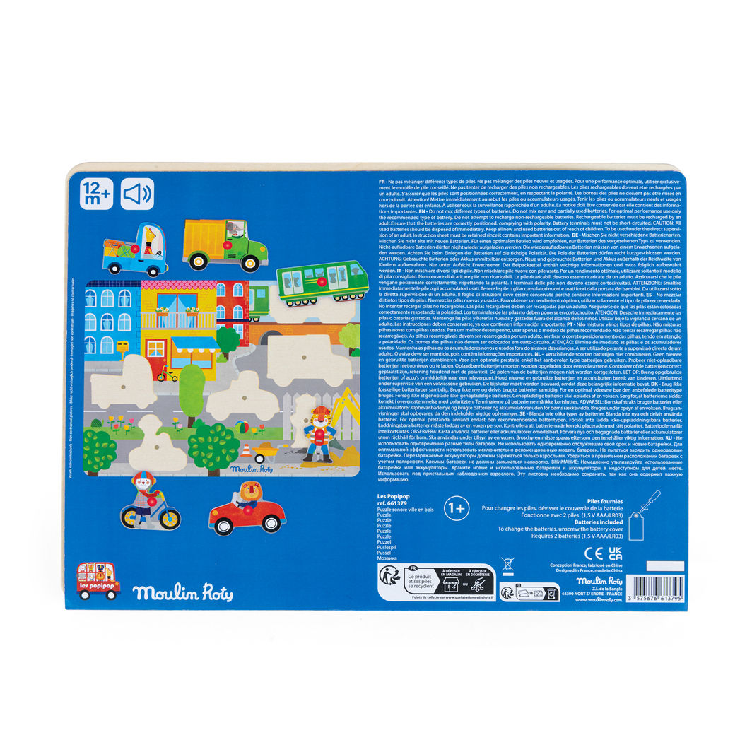 Moulin Roty - Knottpuslespill med lyd 6 stk - Byen - Les Popipop