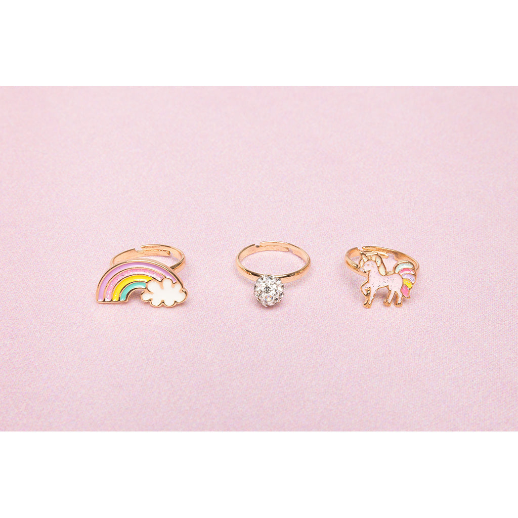 Great Pretenders 3 fingerringer, Unicorn rainbow