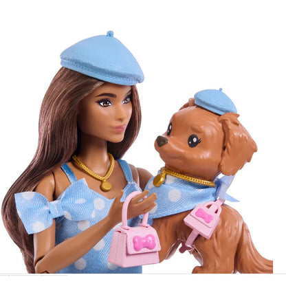 Barbie Twinning Looks Brunette Polka Dots dukke med hund