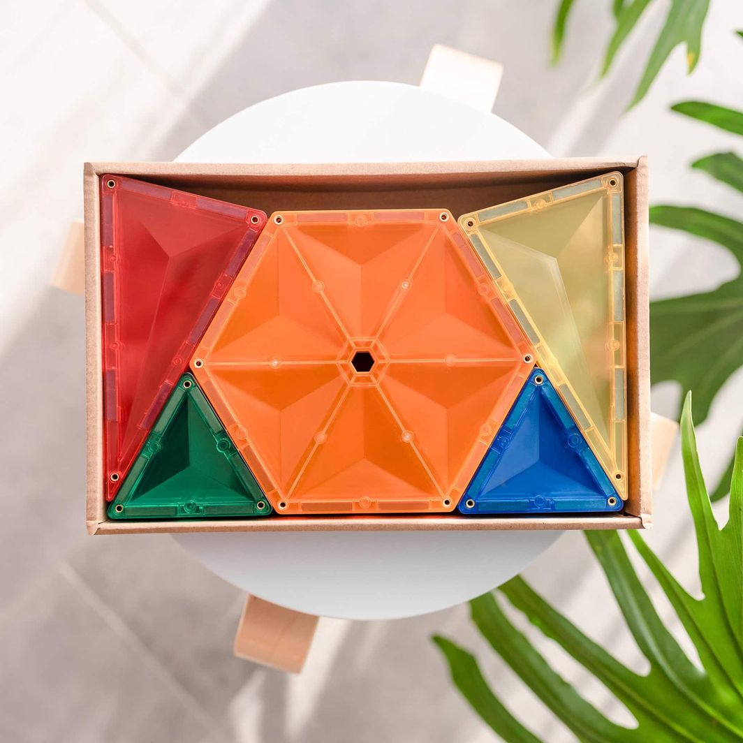 Connetix Geometry Pack, Magnetisk byggesett med 30 deler - Rainbow