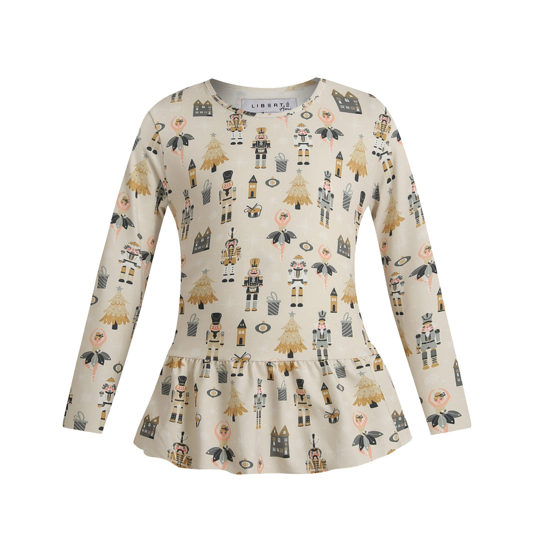 Liberté, Alma Ls Frill Tshirt (Kids) - Nutcracker Creme