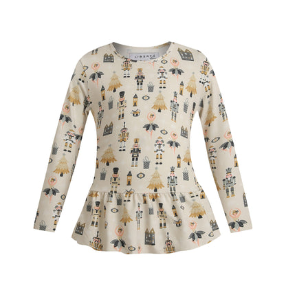 Liberté, Alma Ls Frill Tshirt (Kids) - Nutcracker Creme