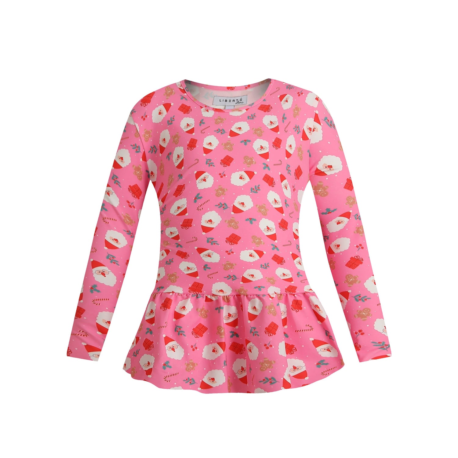 Liberté, Alma Ls Frill Tshirt (Kids) - Santa Pink