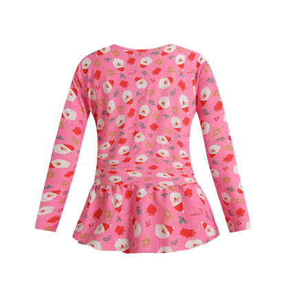 Liberté, Alma Ls Frill Tshirt (Kids) - Santa Pink