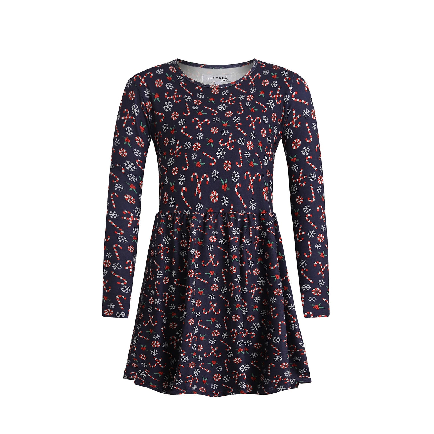 Liberté, Alma Ls Babydoll Dress (Kids) - Candycane Navy