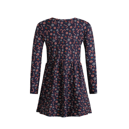 Liberté, Alma Ls Babydoll Dress (Kids) - Candycane Navy