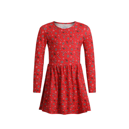 Liberté, Alma Ls Babydoll Dress (Kids) - Candycane Red