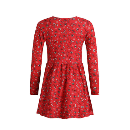 Liberté, Alma Ls Babydoll Dress (Kids) - Candycane Red