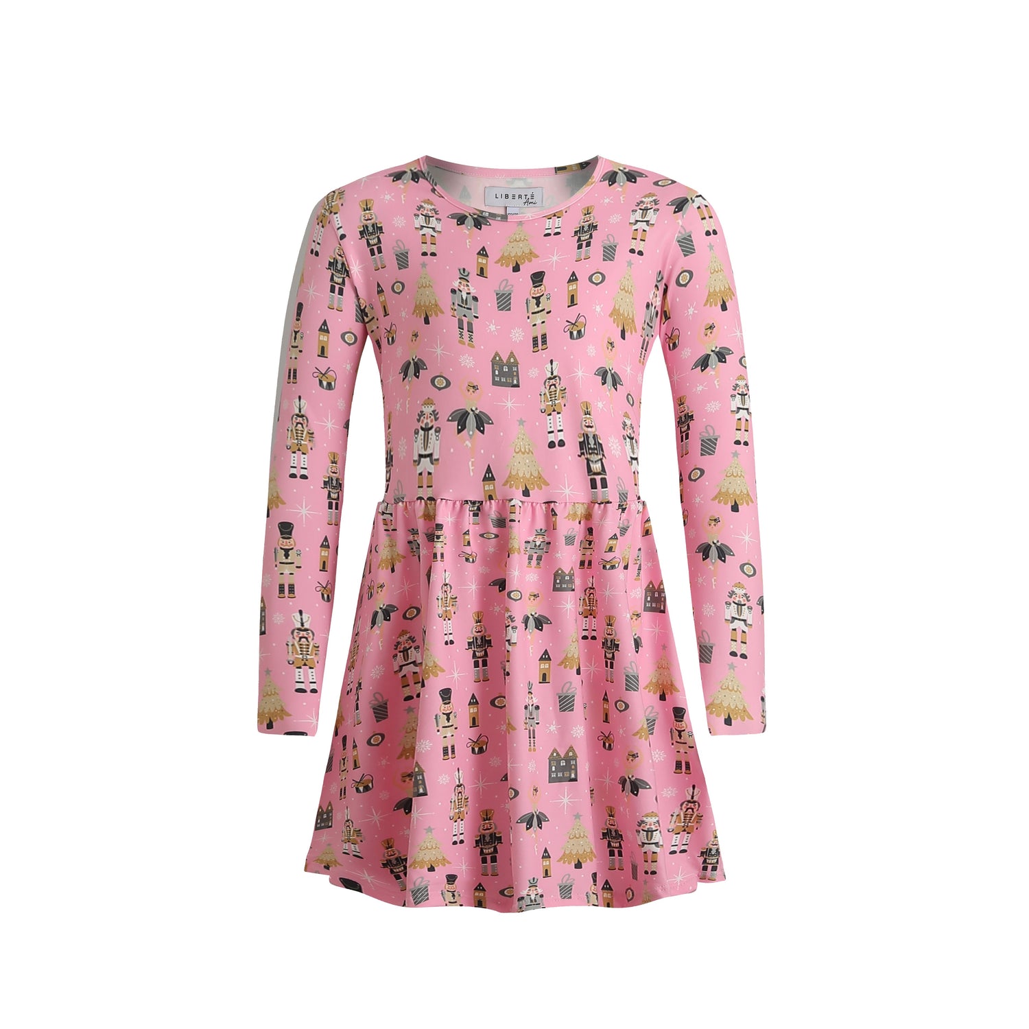Liberté, Alma Ls Babydoll Dress (Kids) - Nutcracker Bubblegum