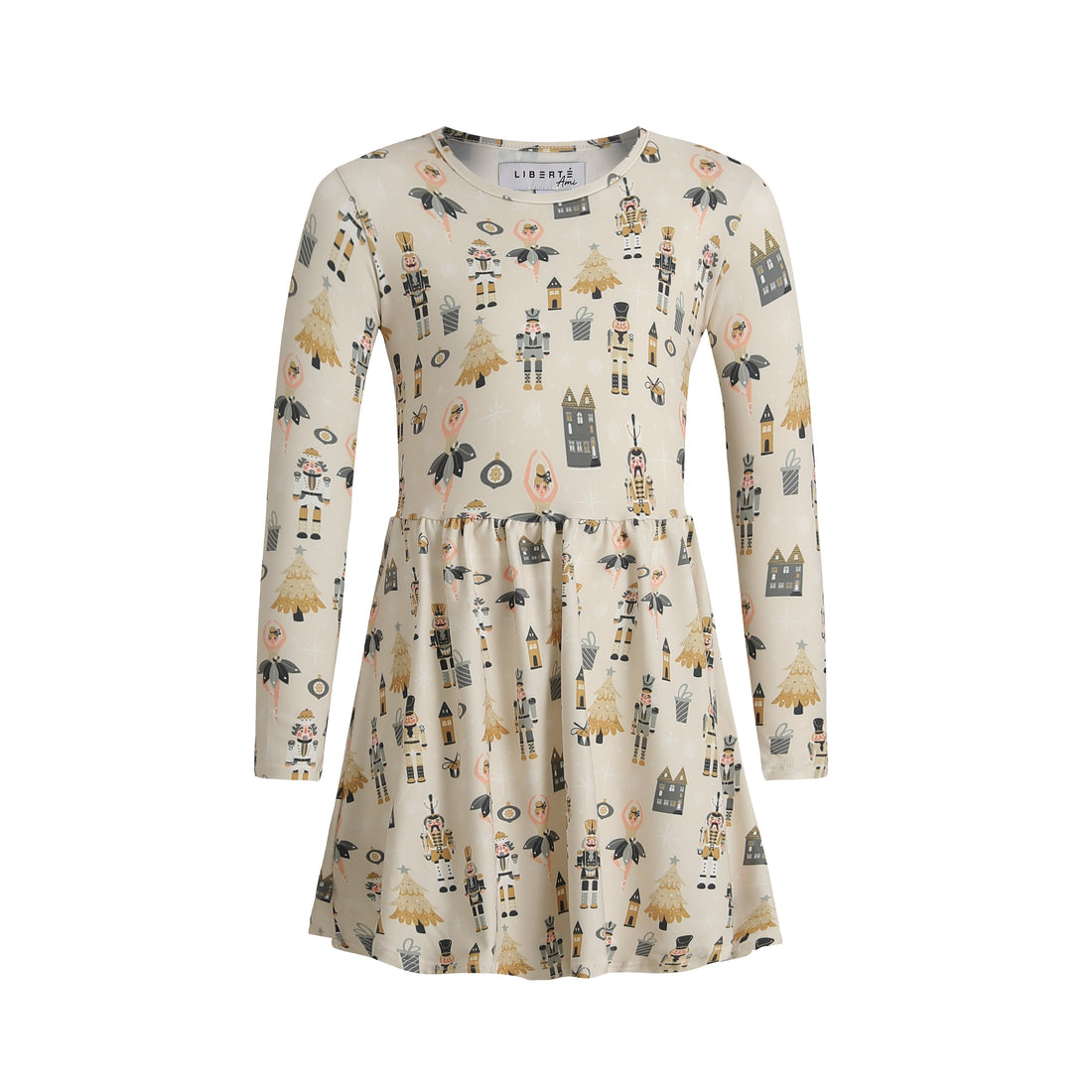 Liberté Ami, Alma Ls Babydoll Dress (Kids) - Nutcracker Creme