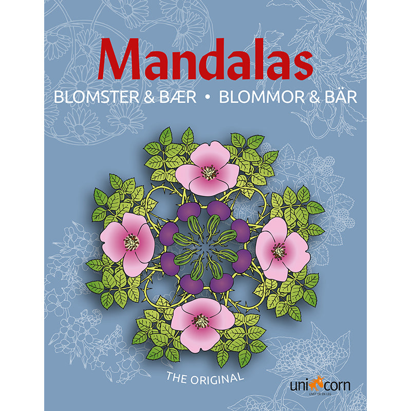 Mandalas malebok, blomster og bær - for barn og voksne