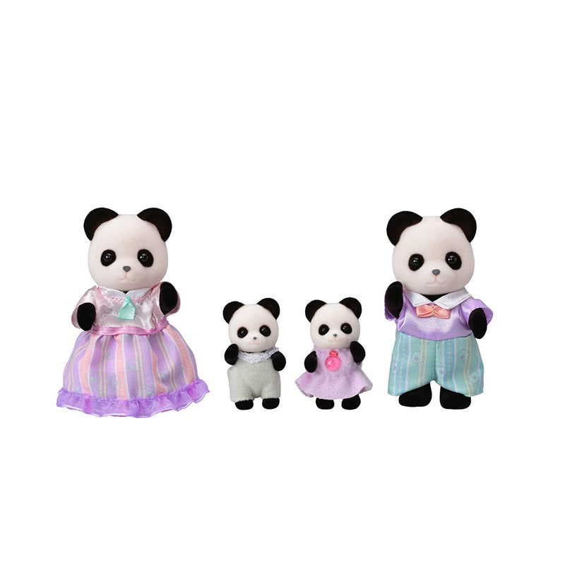 Sylvanian Families Pandabjørn familie figurer på hvid baggrund
