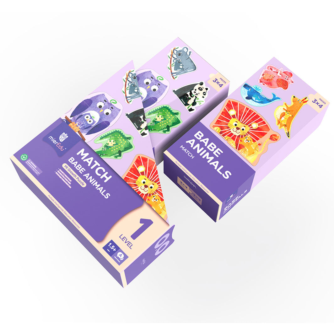 mierEdu, Puslespil 8x3 brk - Trin 1 - Dyreunge med foreldrene