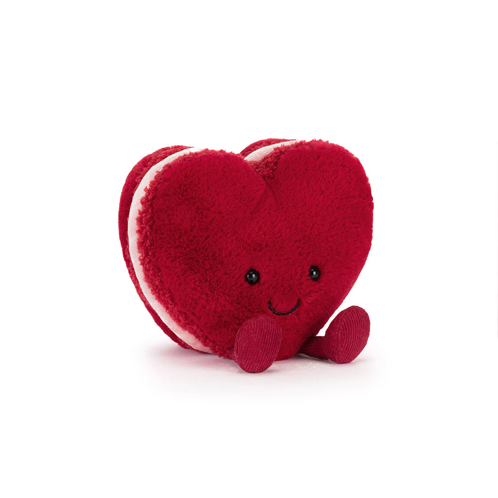 Jellycat bamse, Amuseables Arlette Heart Macaron, rød – 13 cm
