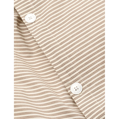 Studio Feder voksensengetøy, økologisk percale - Brown beach stripe