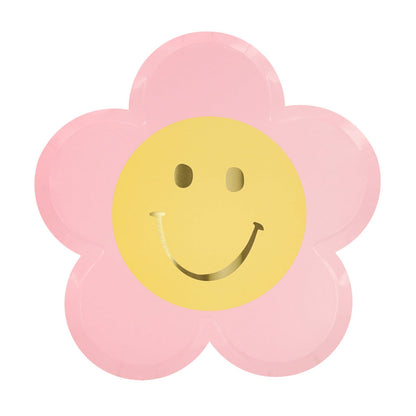 Meri Meri Paptallerkener, Happy face flowers - 8 stk.