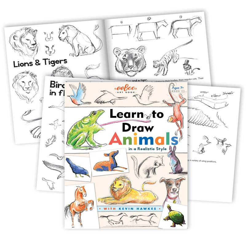 Artbook, lær å tegne dyr - for barn fra 7 år