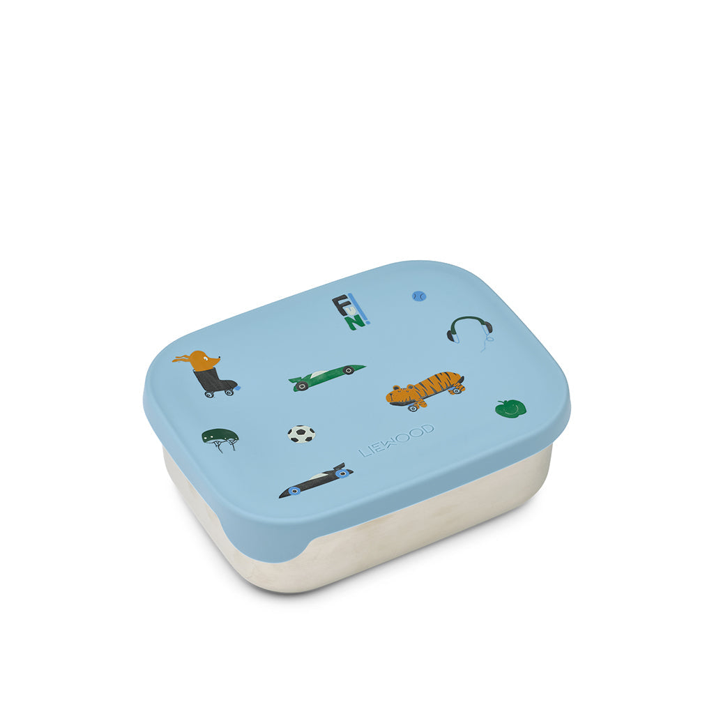 Liewood Arthur matboks i rustfritt stål og silikon, Fun/Beach blue
