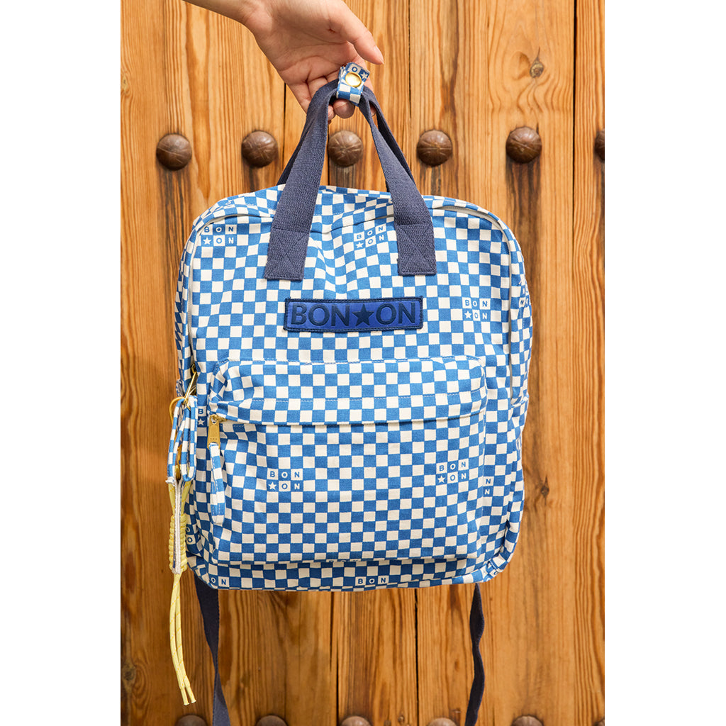 Bonton ryggsekk, middels stor - Damier Bleu