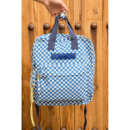 Bonton ryggsekk, middels stor - Damier Bleu