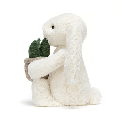 Jellycat bamse, kanin med plante, Cream Bunny - 31 cm