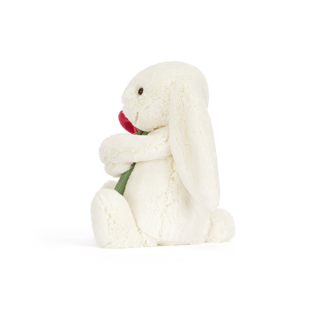 Jellycat bamse, Kanin med rose, Cream bunny – 31 cm