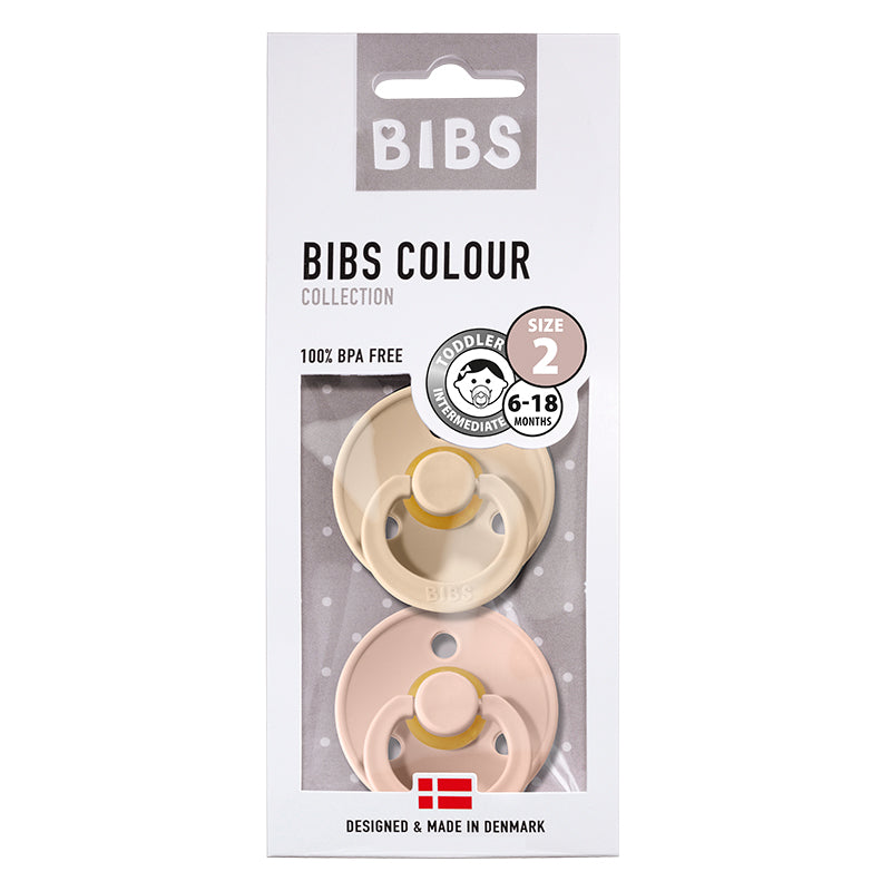 Bibs 2-pk, smokker i naturgummi, str. 2 - vanilla/blush